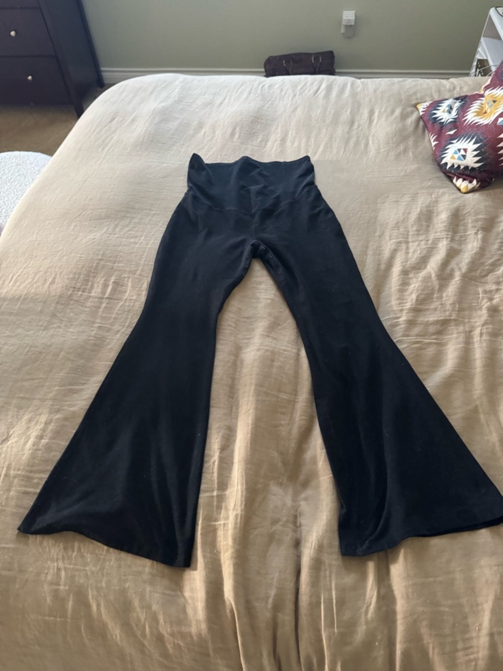 Beyond Yoga “Beyond the Bump” Black Flared Maternity Yoga Pants